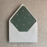 Forest green baby ribbon bows envelope liner for A7 euro flap envelope | pack of 10 Envelope Liners