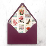 A7 Envelope Liners Vintage Postage Stamp Flowers (set of 10) Envelope Liners