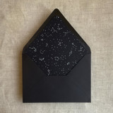 white ink print Stella Celestial printed black envelope liner for A7 euro flap envelope | pack of 10 Envelope Liners