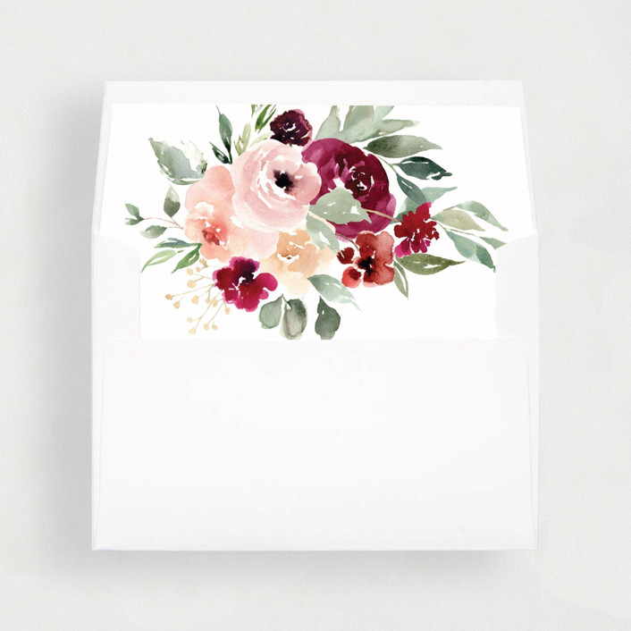 Burgundy Blush Floral Liner Set of 25 Envelope Liners Envelope Liners
