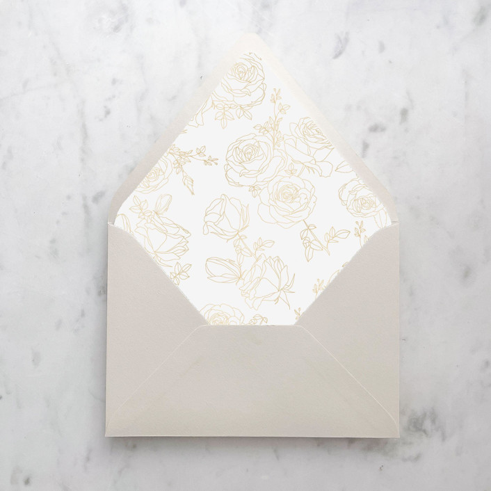 A7 Envelope Liners Gold Rose Line Art (set of 10) Envelope Liners by Design by Laney Minted