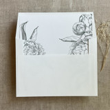 Forest green grand peony floral envelope liner for A7 square flap envelope | pack of 10 Envelope Liners