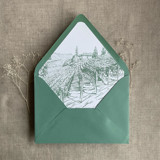 Vineyard landscape sketch sage printed envelope liner for A7 euro flap envelope | pack of 10 Envelope Liners