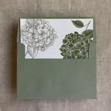 Moss Hydrangea floral liner for A7 square flap envelope | pack of 10 Envelope Liners