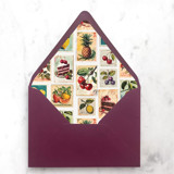 A7 Envelope Liners Vintage Postage Stamp Fruits (set of 10) Envelope Liners