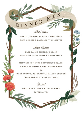 Nature's Crest Menus by Paper Sun Studio | Minted