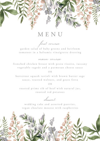 Spring Menu Card Spring Wildflowers Menu Cards by Christie Elise | Minted