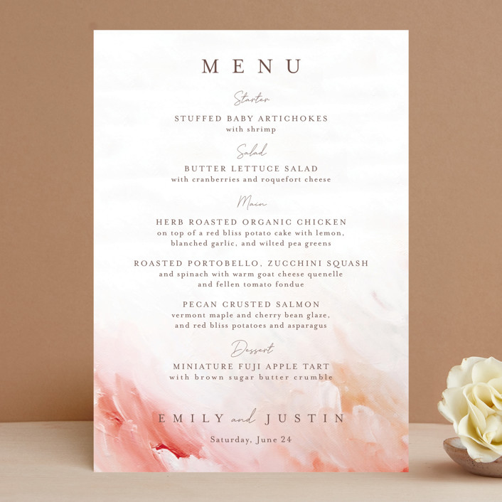 Delicate brushstrokes Menus by Lucrecia Caporale | Minted