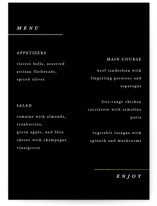 Lined Foil-Pressed Menus
