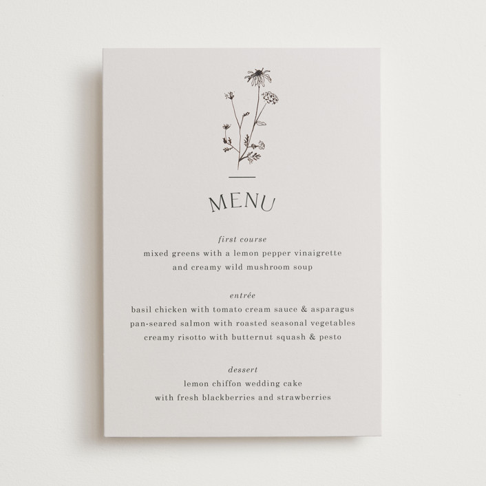 Floral Type Arch Foil-Pressed Menus by Baumbirdy | Minted