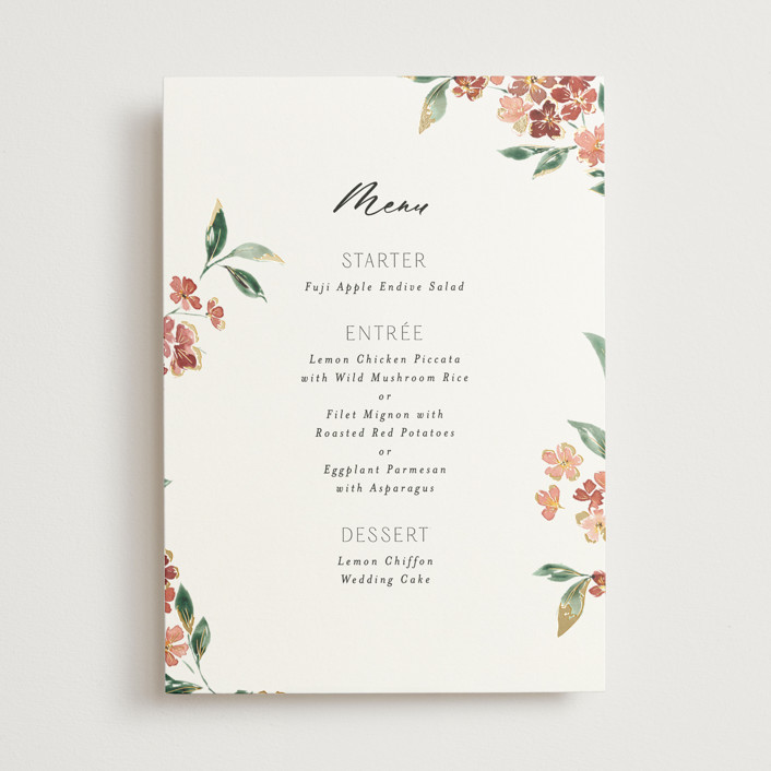 Sweeping Vine FoilPressed Menus by Itsy Belle Studio Minted