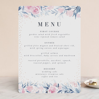 Monogrammed watercolor floral Foil-Pressed Menus