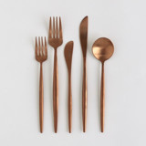 LUNA FLATWARE // 5 PIECE SET IN BRUSHED ROSE GOLD Flatware Sets