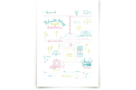 Palmetto Bluffs Calligraphy Map Fine Art Prints