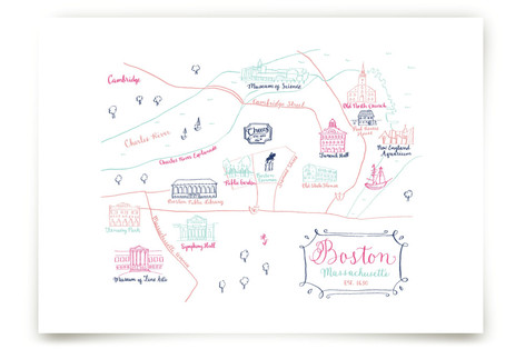 Boston, Massachusetts Calligraphy Map Fine Art Prints