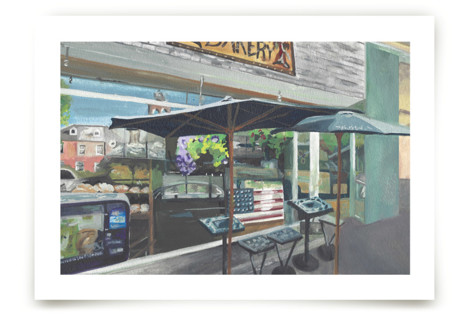 Reflective Day at a Cafe  Fine Art Prints