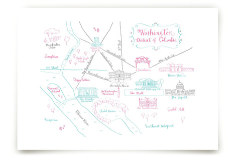 Washington, DC Calligraphy Map Fine Art Prints