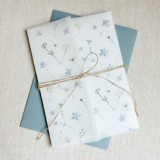Dusty Blue Pressed Flowers Vellum Jacket | Set of 10 Invitation Jackets and Overlays