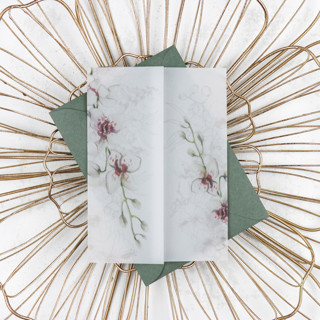 White Orchid Vellum Jackets | Size 5x7 | Set of 25 Invitation Jackets and Overlays