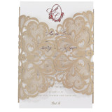 Old Gold Luxury Laser cut Gatefold Jackets | Set of 10 | Envelopes Included Invitation Jackets and Overlays