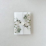 White Floral and Greenery Vellum Jacket | "customizable" | Set of 10 Invitation Jackets and Overlays