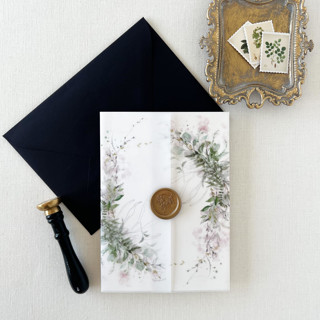 Rustic Greenery Botanical Vellum Wrap | set of 10 Invitation Jackets and Overlays
