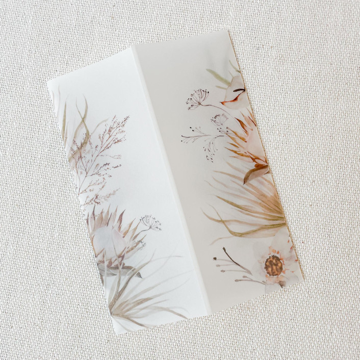 Neutral Boho Floral Vellum Jacket Set of 10 Invitation Jackets and