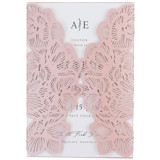 Elegant Pink Laser Cut Invitation Cover for 5x7 Card | Set of 10 | Envelopes Included Invitation Jackets and Overlays
