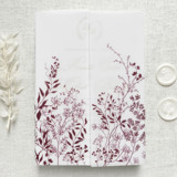 Burgundy Botanical Vellum Jacket for 5x7 Wedding Invitations, Wine Plant Motif, Custom Color | Set of 10 Invitation Jackets and Overlays