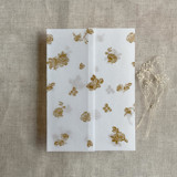 Gold French roses lace floral printed vellum wrap for 5x7 card  | pack of 10 Invitation Jackets and Overlays