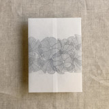 Light gray ruffled floral lace printed vellum wrap for 5x7 card | pack of 10 Invitation Jackets and Overlays