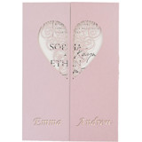 NEW!!! Your Names On The Cover, Pink Metallic Laser Cut Covers with Heart for 5x7 card | Set of 10 | Envelopes Included Invitation Jackets and Overlays