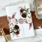 Burgundy and Blush Floral Vellum Wrap | Set of 10 Invitation Jackets and Overlays