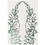 Flowers Real Green Foil Stamping on Vellum Jackets, Set of 10 Invitation Jackets and Overlays