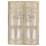 Old Gold Great Gatsby Gatefold Laser Cut Invitation Jacket for 5x7 Card | Set of 10 | Envelopes Included Invitation Jackets and Overlays