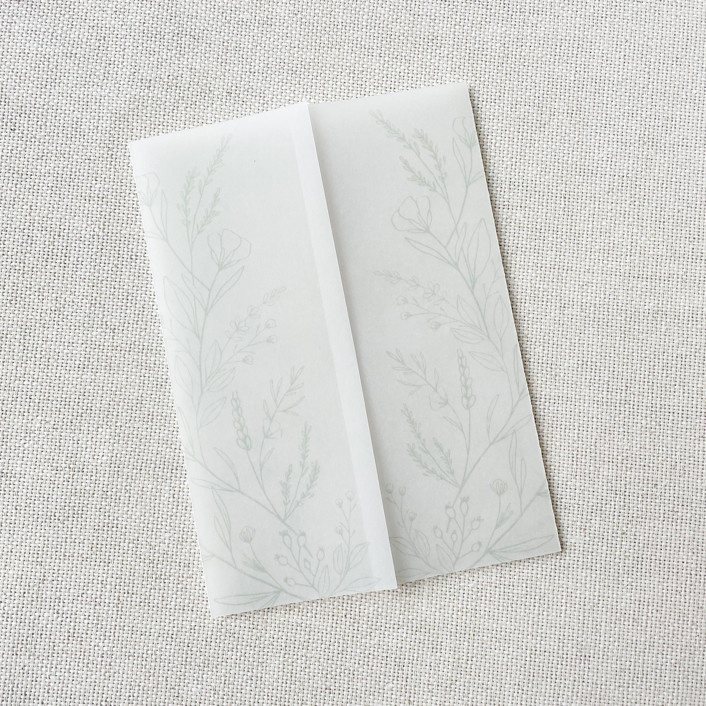 Botanical Florals Vellum Jacket Set of 10 Sage Invitation Jackets