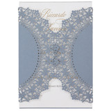 Dusty Blue Lace Laser Cut Jacket for 5x7 Card | Set of 10 | Envelopes Included Invitation Jackets and Overlays