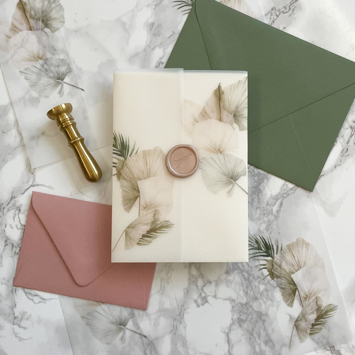 Boho Vellum Wrap (10 Pack) Invitation Jackets and Overlays by Carley