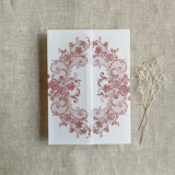 Old rose La belle rose lace printed vellum wrap for 5x7 card  | pack of 10 Invitation Jackets and Overlays