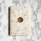 Faux Gold Foil Floral Vellum Wrap (10 pack) Invitation Jackets and Overlays