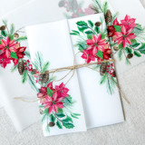 Poinsettia & Pinecones Vellum Jacket | Set of 10 Invitation Jackets and Overlays