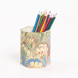 Hand-Marbled Pencil Holder Organizer in Multicolor Decorative Storage