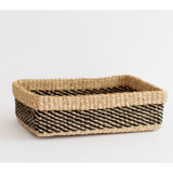 Woven Catchall Storage Tray | Stripe Noir Decorative Storage