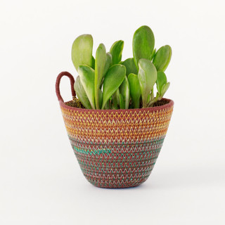 Teal and Marigold Mini Rope Plant Holder Decorative Storage
