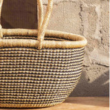 Market Black/Natural Stripe Basket Decorative Storage