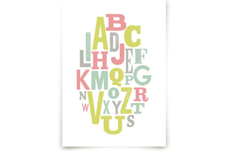 Oval Alphabet Children's Art Prints