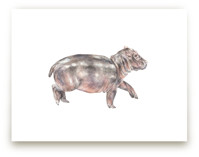 Watercolor baby hippo by Lauren Rogoff