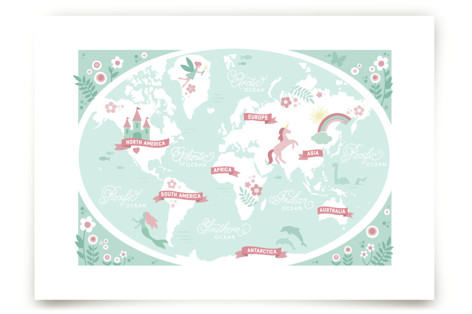 Enchanted World Map Children's Art Prints