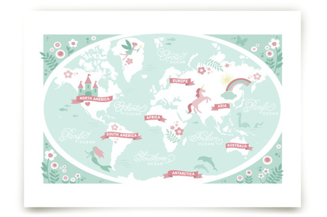 Enchanted World Map Children's Art Prints