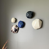 5 Geo Wall Stones in White, Azul, and Nebula Original Sculpture